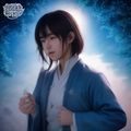 歌曲宝官网主编林声，戴眼镜微笑，身后书架摆满音乐杂志与黑胶唱片，工作室内暖光