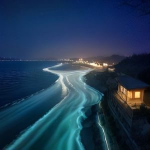 歌曲宝官网电子节拍健身歌单封面，霓虹灯光跑道背景，充满活力的运动氛围